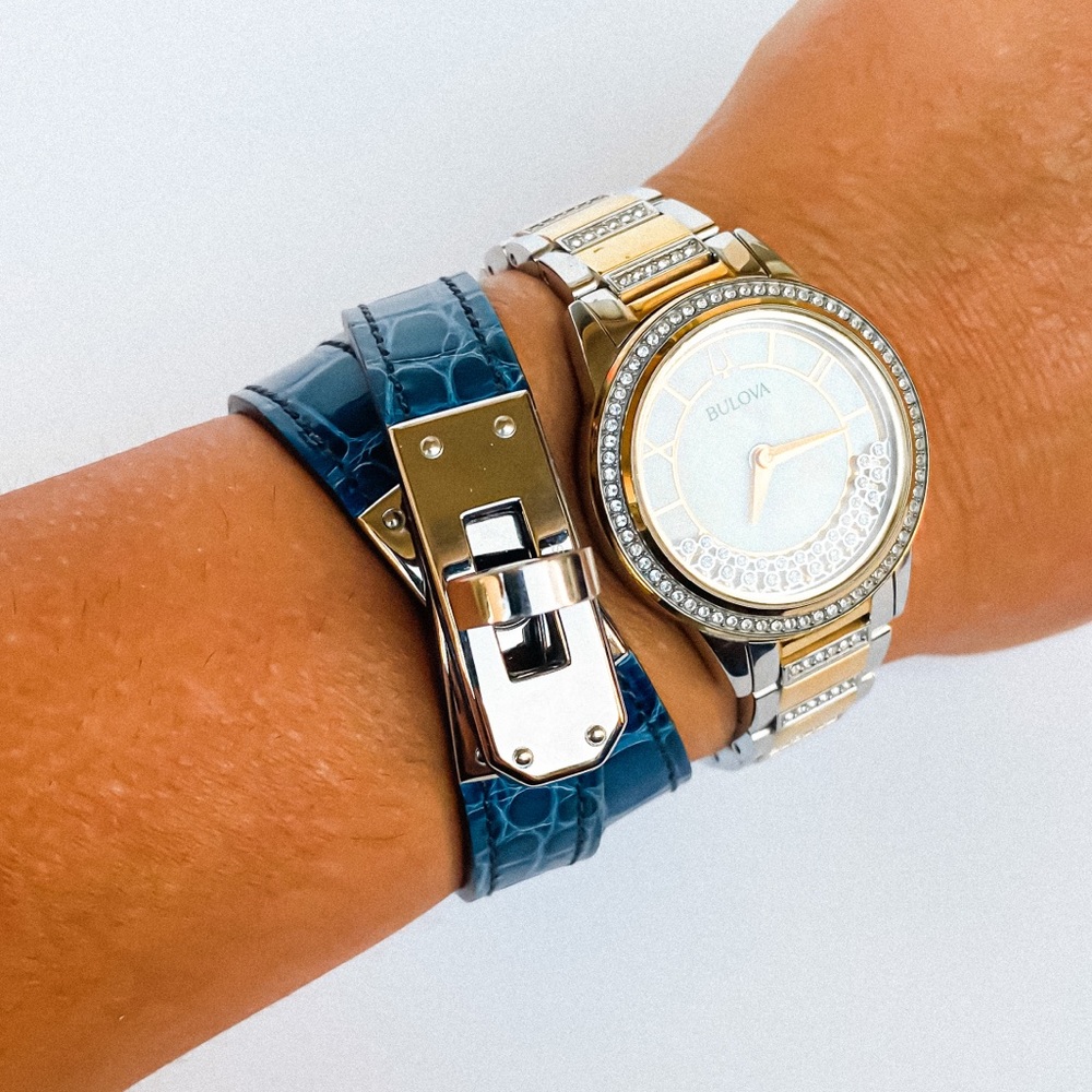 SOLD RARE HERMÈS KELLY Double Tour bracelet blue alligator - Picture 2 of 8